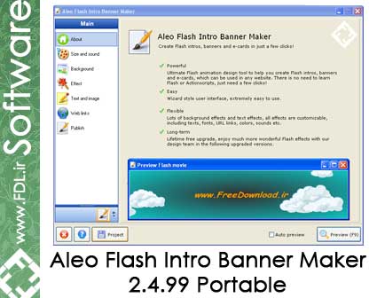  Aleo Flash Intro Banner Maker 2.4.99 Portable - نرم افزار ساخت بنر فلش