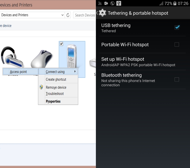 usb Tethering android