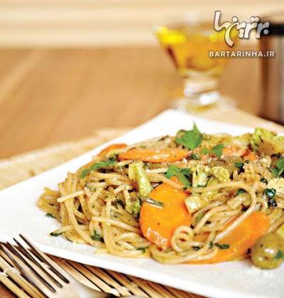 ,دستور پخت انواع اسپاگتی سبزیجات اسپاگتی,روش تهیه,غذاهای اروپایی