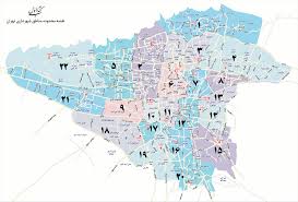 نقشه محدوده مناطق شهرداری تهران - کتاب اول