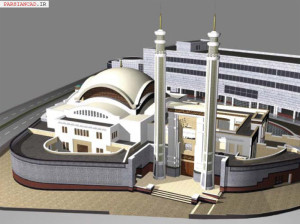 نقشه مسجد جامع شهرک قدس در تهران بهمراه عکس های سه بعدی